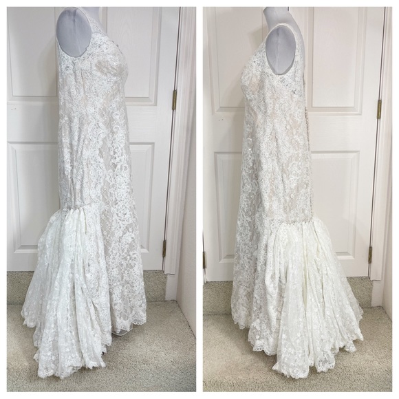 oleg cassini lace trumpet wedding dress - Picture 10 of 16